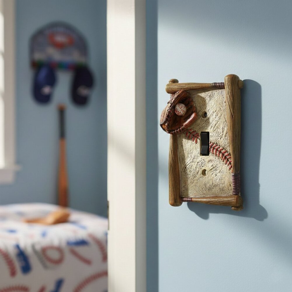 Baseball Single Switch Plate Home Decoration Bedroom Decor Kids Room Decor